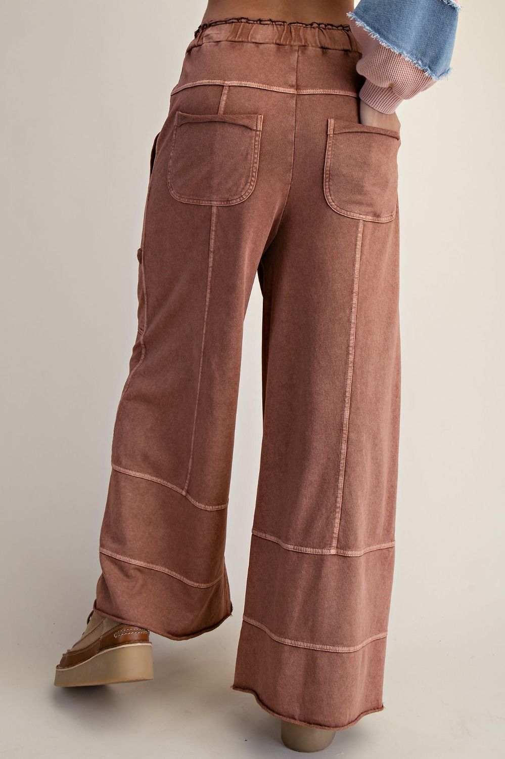 Mocha brown mineral wash pants