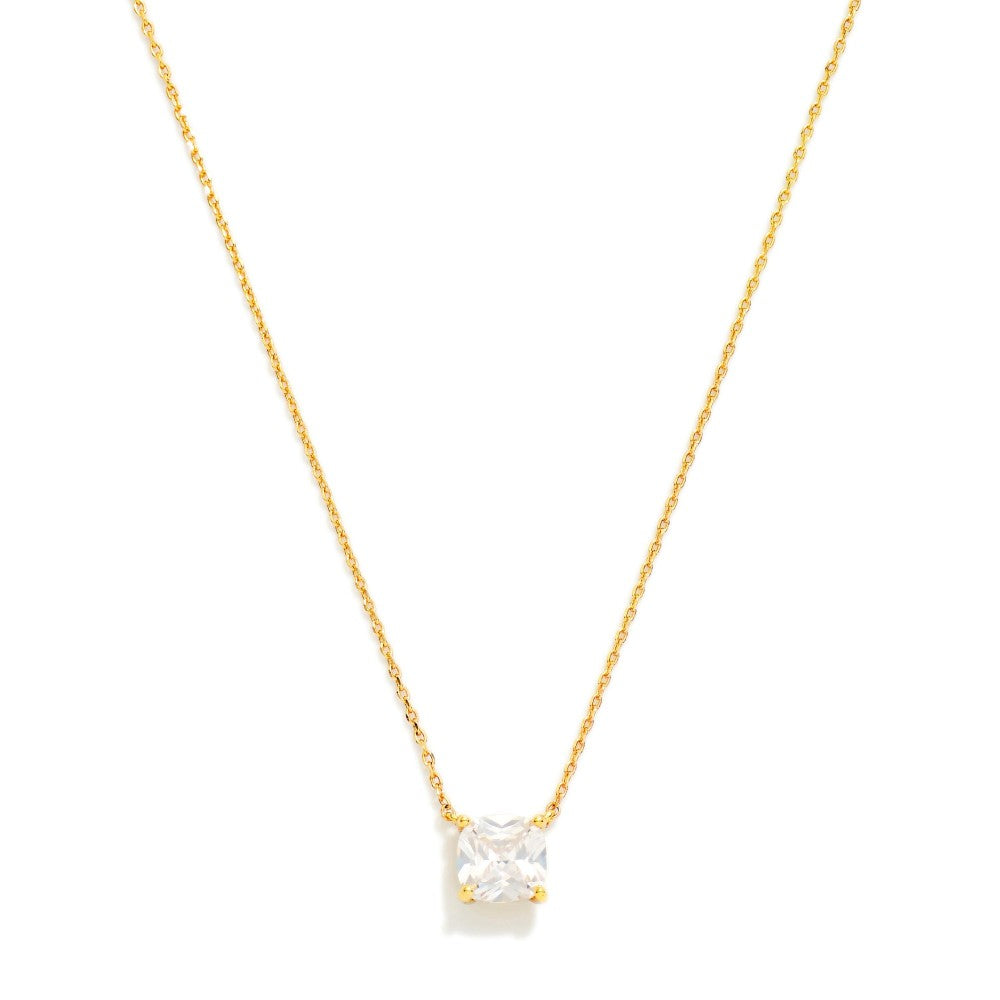 Gold dipped chain necklace with square pendant