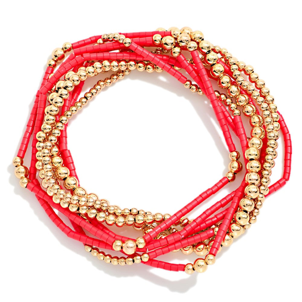 Set of 8 heishi bead bracelets