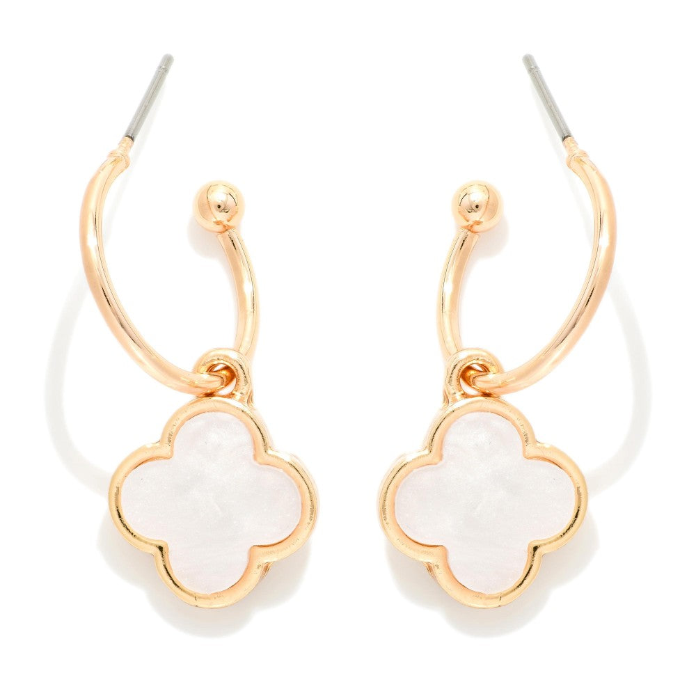 Gold dipped clover pendant earrings