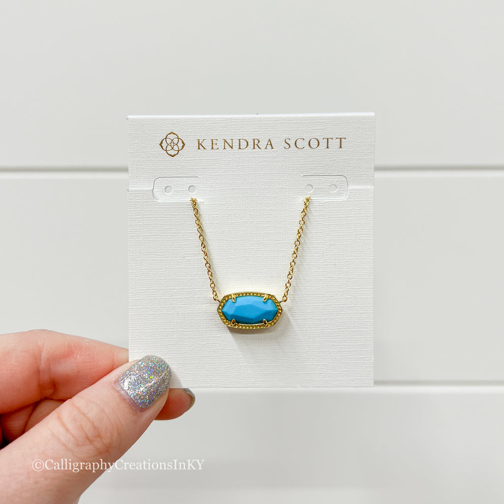 Kendra Scott Elisa Pendant Necklace - Gold Turquoise