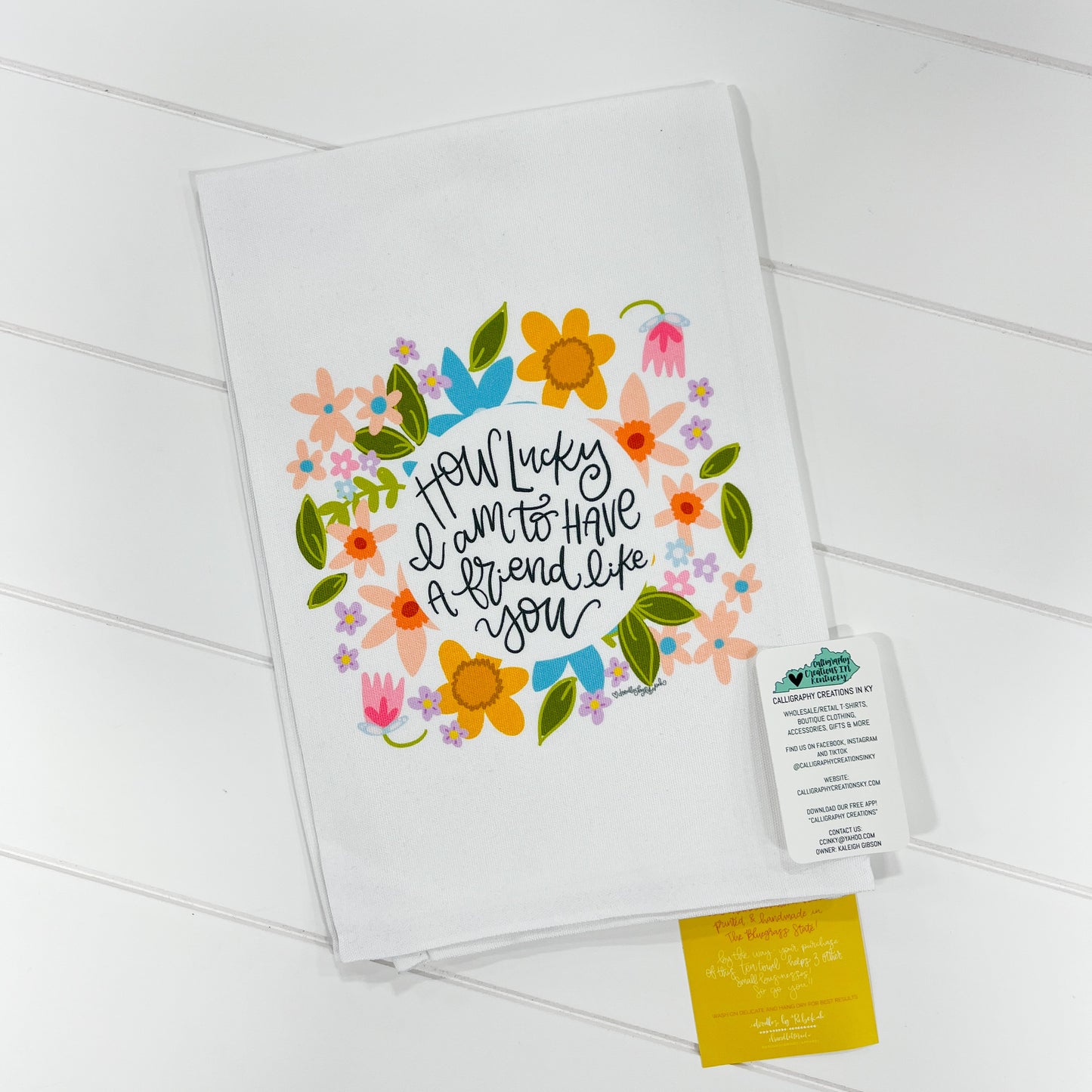 How Lucky Am I To Have A Friend Like You Doodles By Rebekah Tea Towel