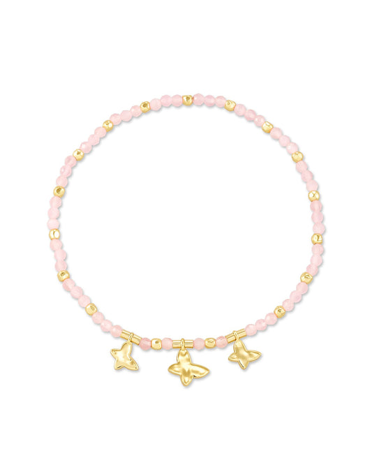 Kendra Scott Lillia Butterfly Stretch Bracelet - Gold Pink Cats Eye