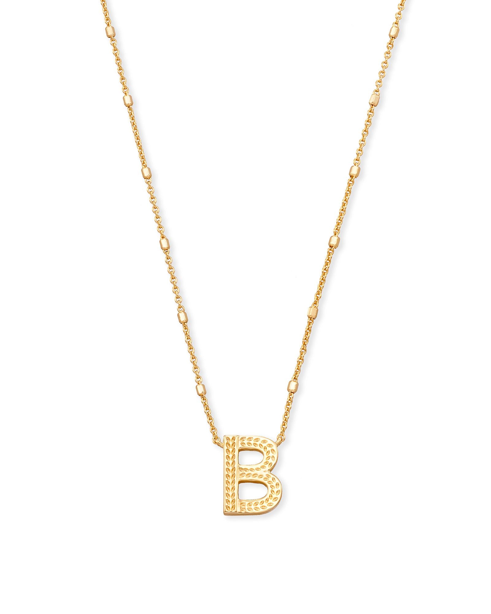 B Gold Initial Necklace • Letter B Pendant • Fortune & Frame