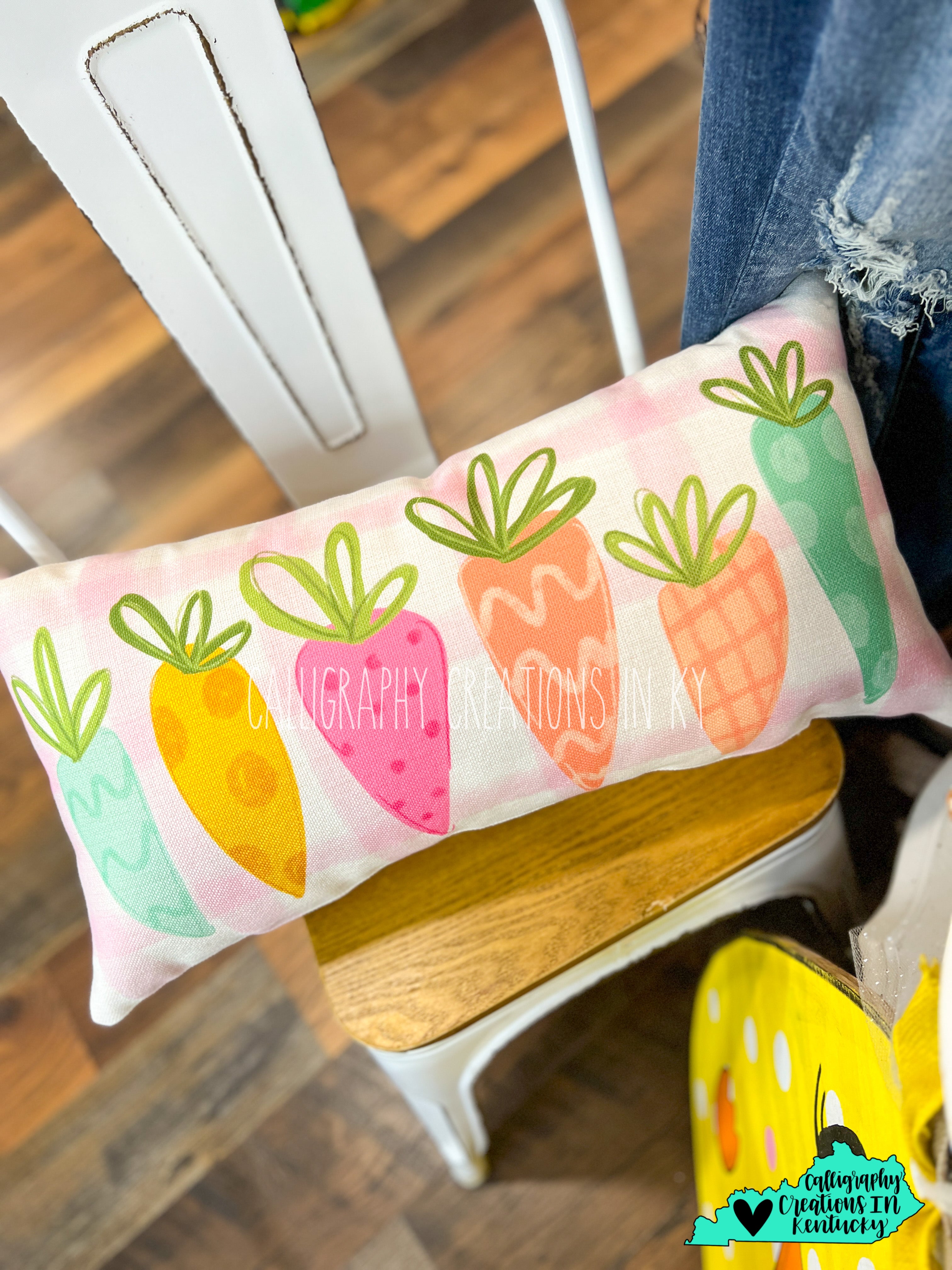 Carrots Lumbar Pillow • Doodles by Rebekah