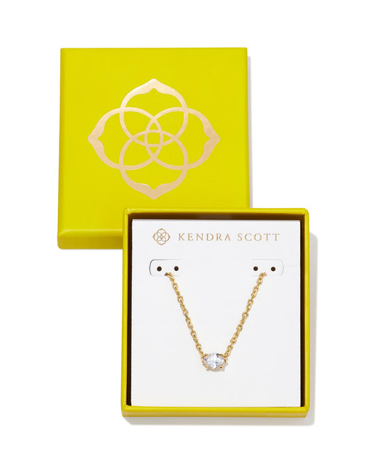 Kendra Scott Boxed Cailin Pendant Necklace - Gold Metal White CZ