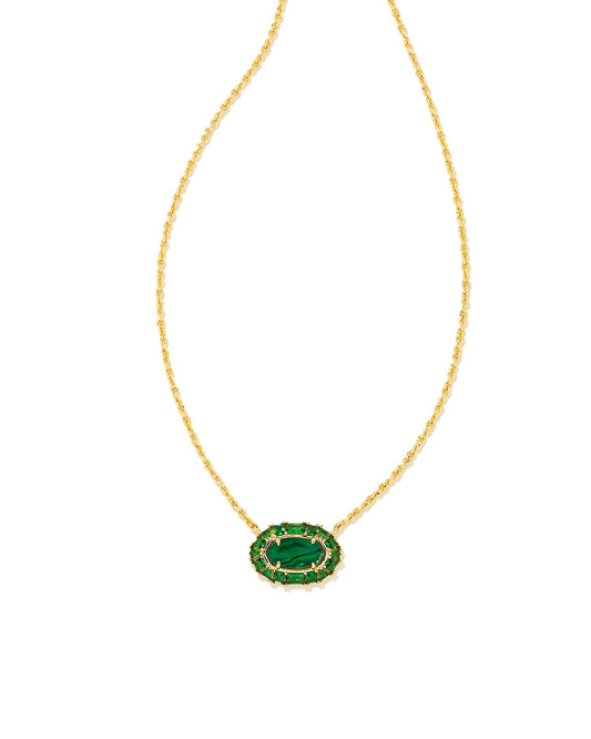 Kendra Scott Elisa Crystal Frame Short Pendant Necklace - Gold Kelly Green Illusion