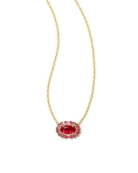 Kendra Scott Elisa Crystal Frame Short Pendant Necklace - Gold Raspberry Illusion