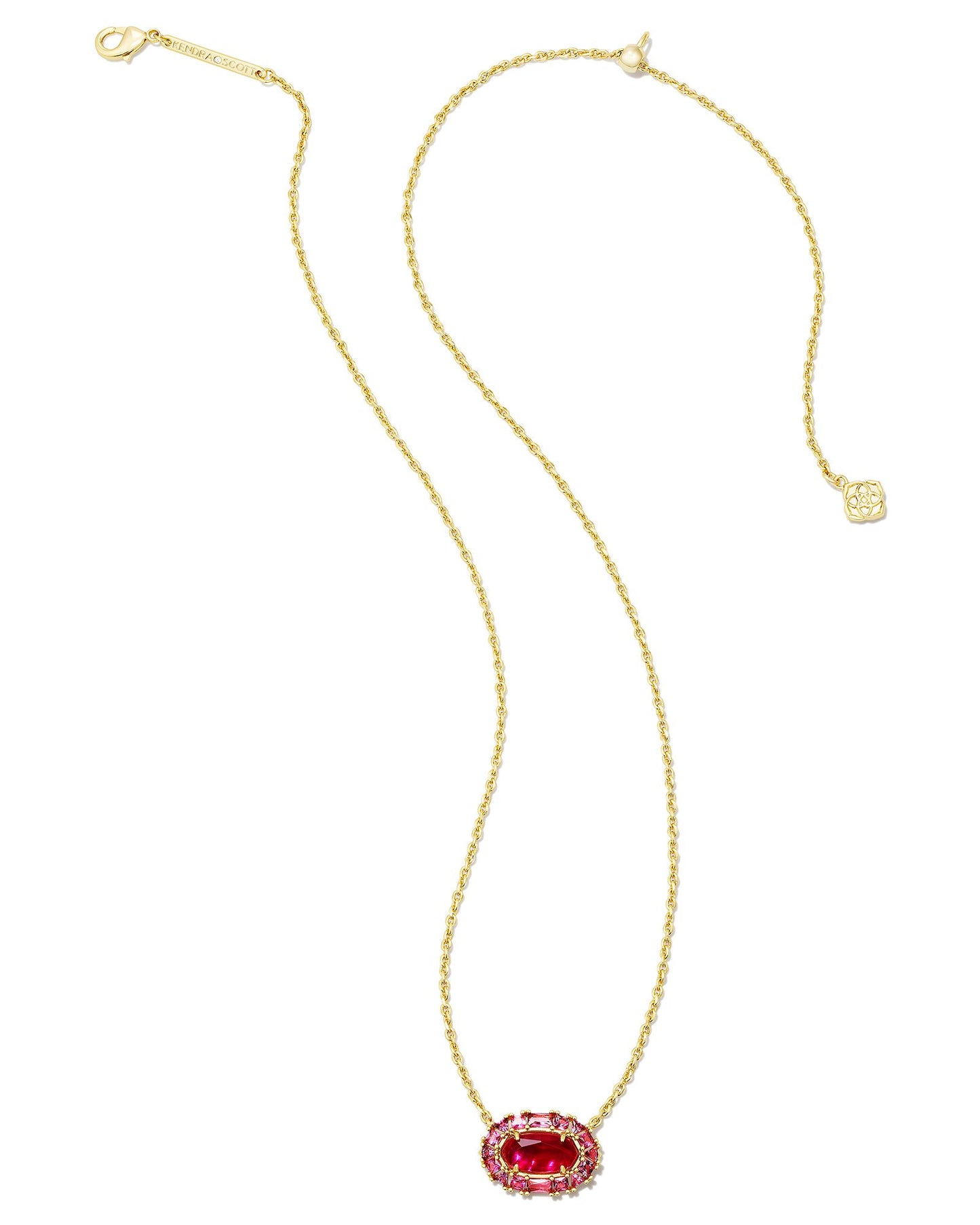 Kendra Scott Elisa Crystal Frame Short Pendant Necklace - Gold Raspberry Illusion