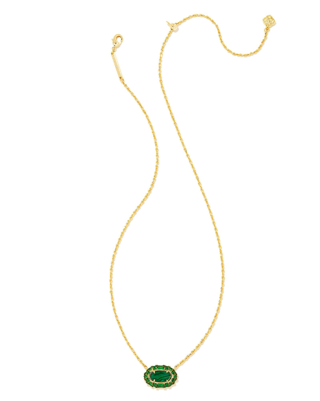 Kendra Scott Elisa Crystal Frame Short Pendant Necklace - Gold Kelly Green Illusion