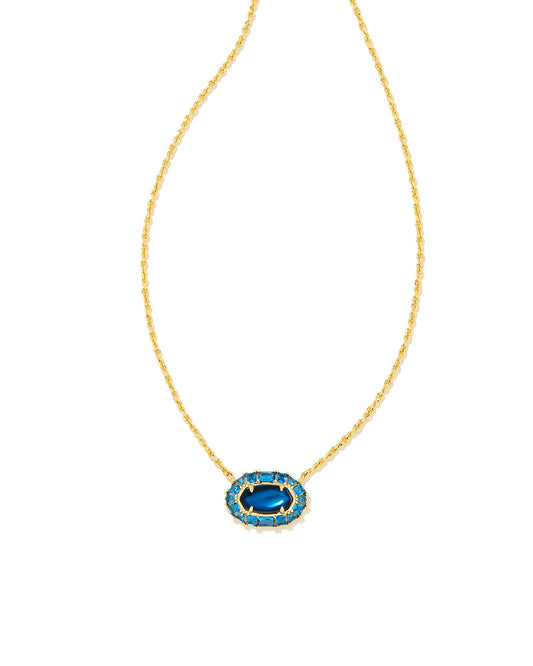 Kendra Scott Elisa Crystal Frame Short Pendant Necklace - Gold Sea Blue Illusion