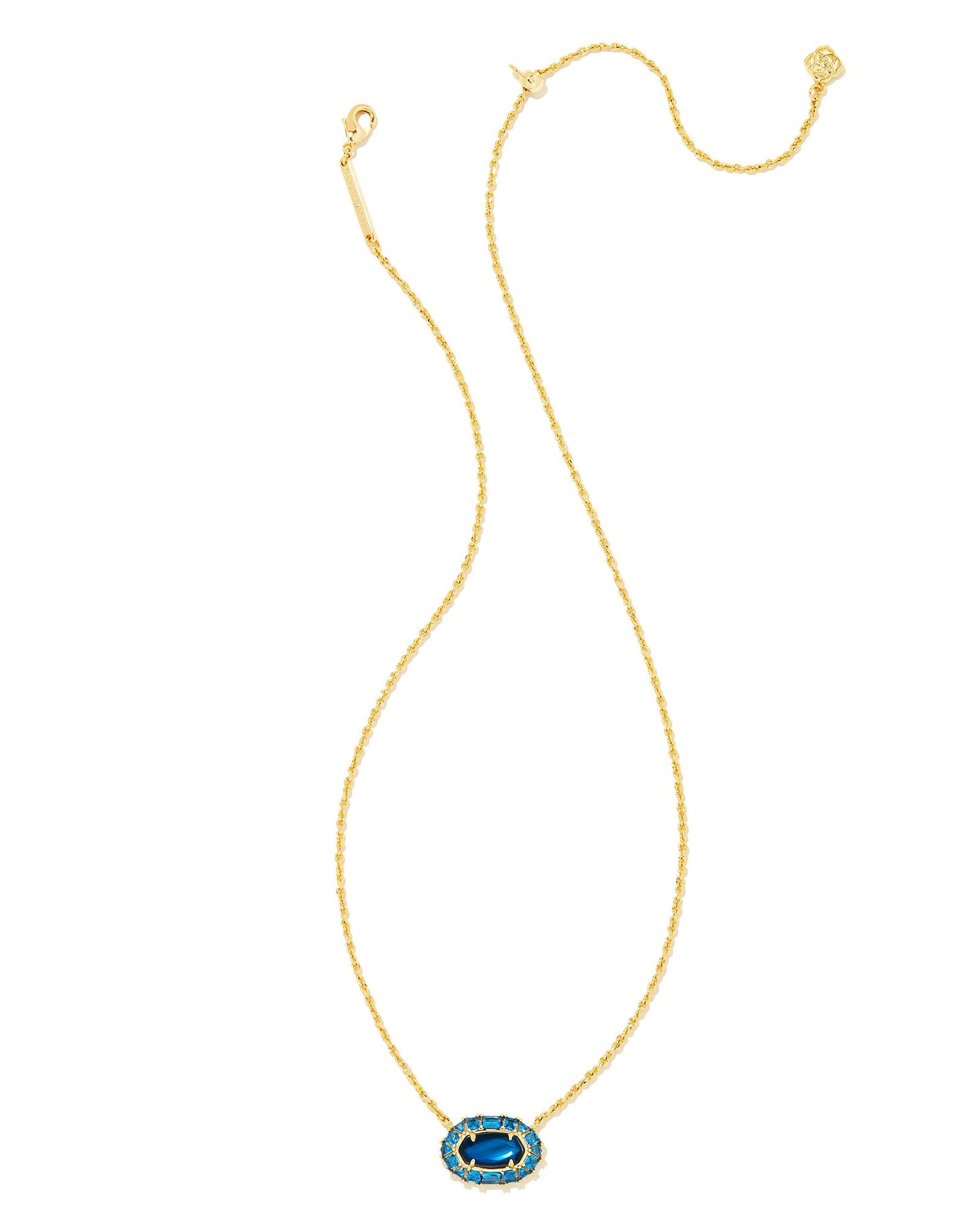 Kendra Scott Elisa Crystal Frame Short Pendant Necklace - Gold Sea Blue Illusion