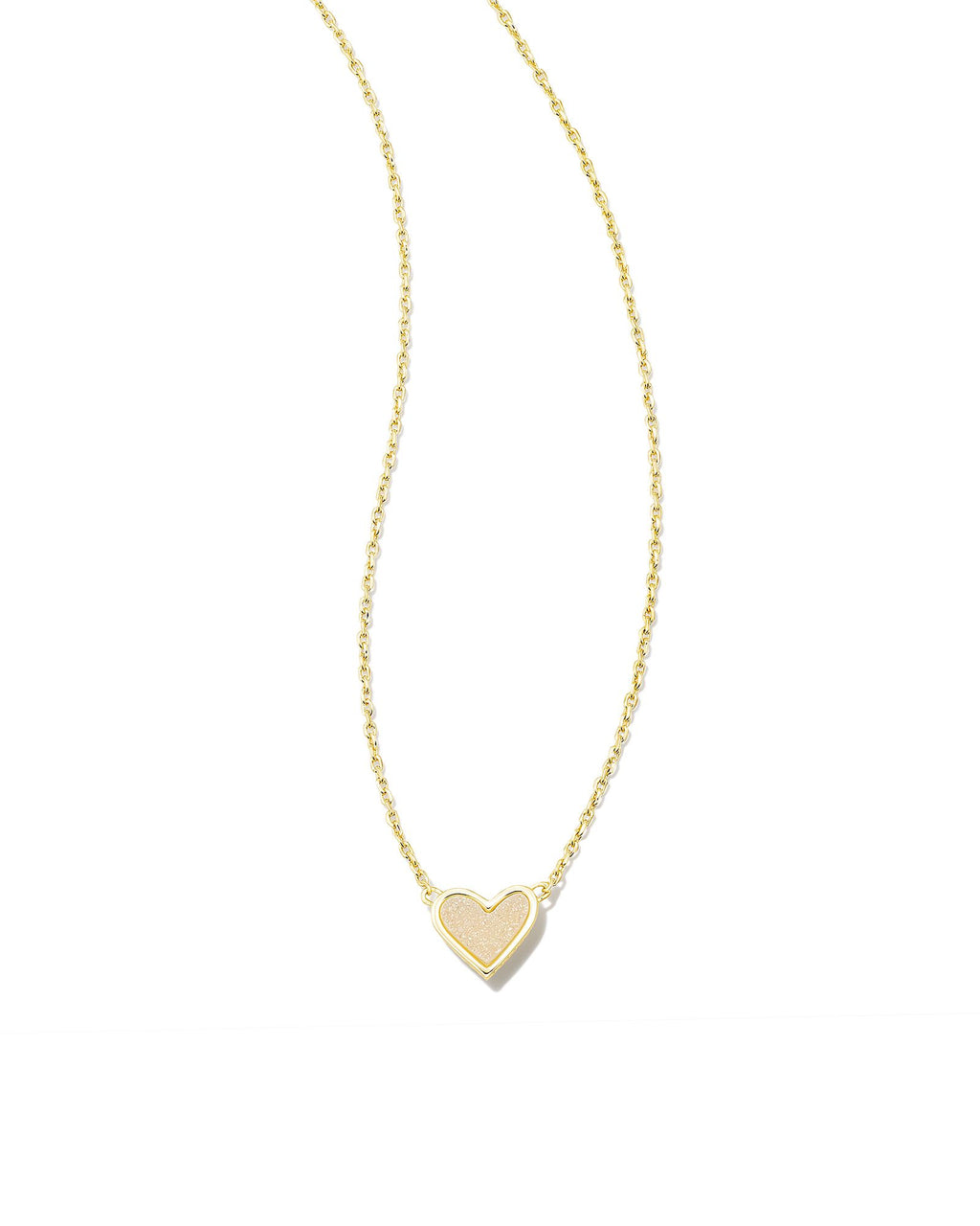 Kendra Scott Framed Ari Heart Short Pendant Necklace - Gold Iridescent Drusy