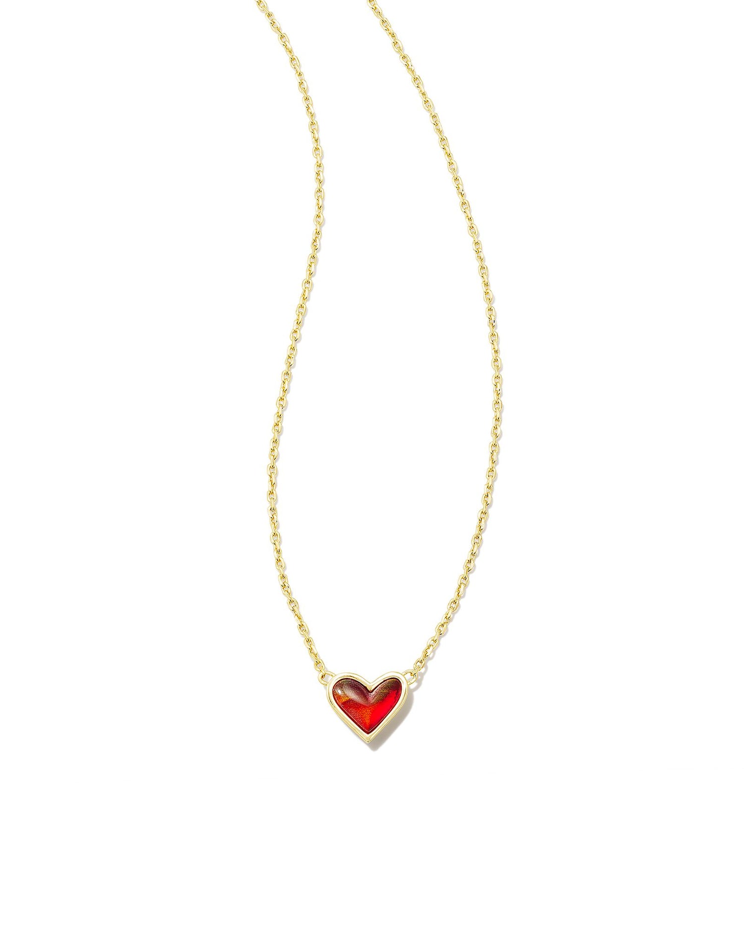 Kendra Scott Framed Ari Heart Short Pendant Necklace Gold Red