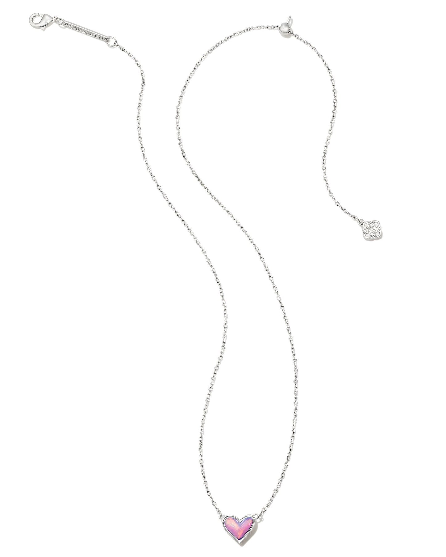 Kendra Scott Framed Ari Heart Short Pendant Necklace - Silver Lilac Opalescent Resin