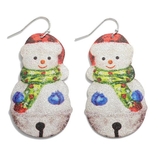 Vintage Snowman Jingle Bell Earrings