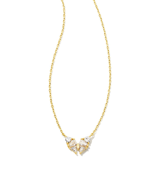 Kendra Scott Blair Butterfly Small Short Pendant Necklace - Gold White CZ