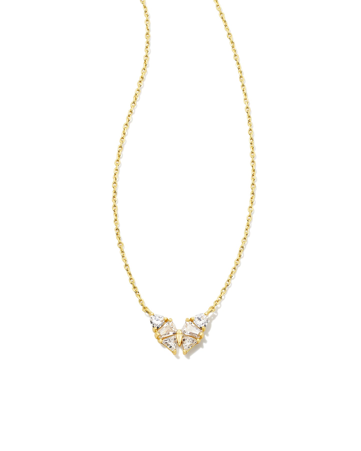 Kendra Scott Blair Butterfly Small Short Pendant Necklace - Gold White CZ