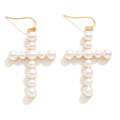 Pearl Cross Dangle Earrings