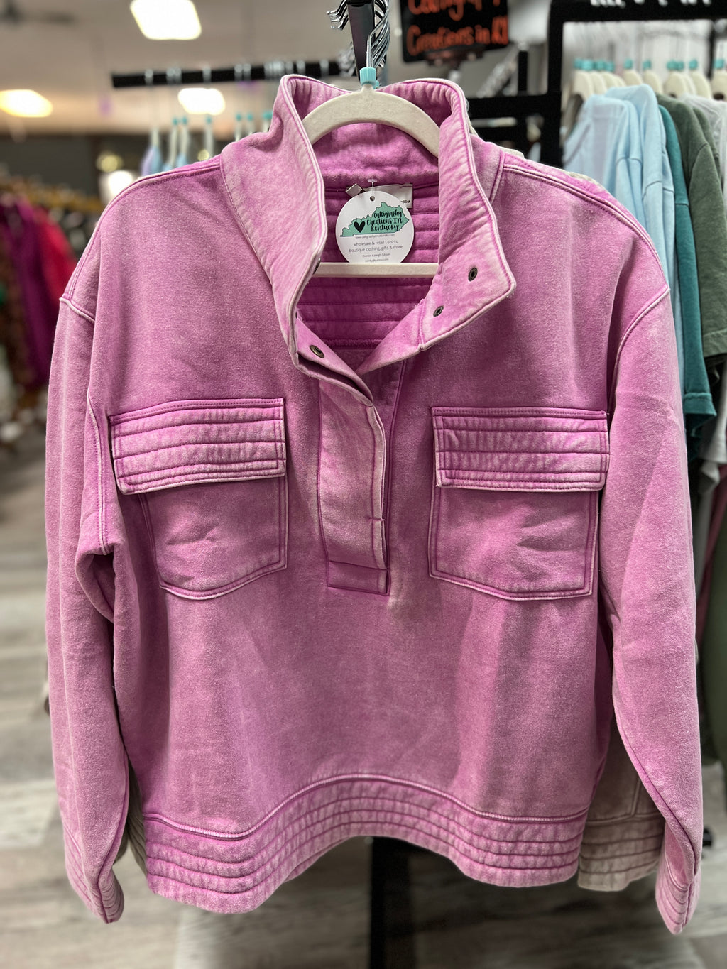 Mauve | Button Front Sweatshirt