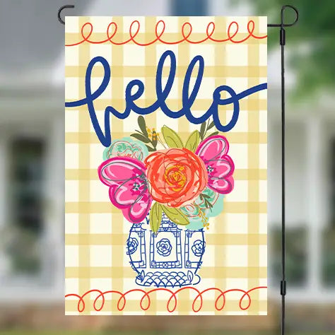 Hello Wilda Chin Garden Flag