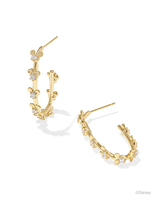 Disney | Kendra Scott Mickey Mouse And Minnie Hoop Earrings - Gold White Crystal