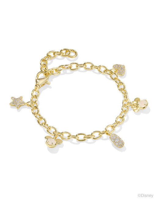 Disney | Kendra Scott Mickey Mouse And Minnie Mouse Charm Bracelet - Gold Iridescent White Mix