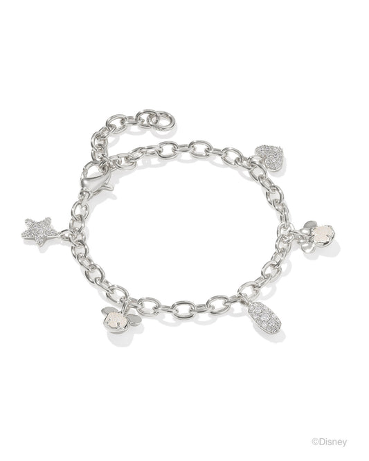 Disney | Kendra Scott Mickey Mouse And Minnie Mouse Charm Bracelet - Silver Iridescent White Mix
