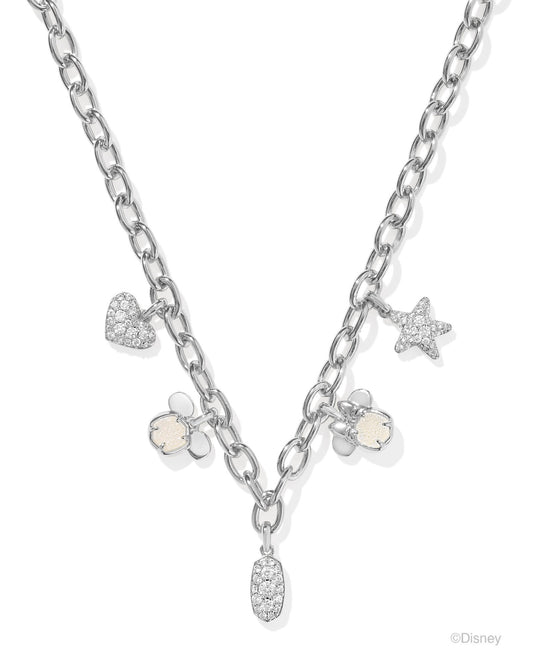 Disney | Kendra Scott Mickey Mouse And Minnie Mouse Charm Necklace - Silver Iridescent White Mix
