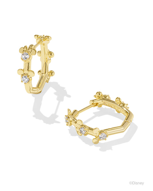 Disney | Kendra Scott Mickey Mouse And Minnie Mouse Huggie Earrings - Gold White Crystal