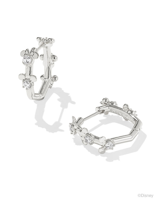 Disney | Kendra Scott Mickey Mouse And Minnie Mouse Huggie Earrings - Silver White Crystal