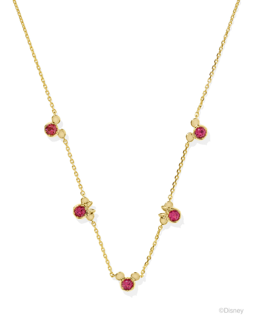 Disney | Kendra Scott Mickey Mouse And Minnie Mouse Strand Necklace - Gold Pink Crystal