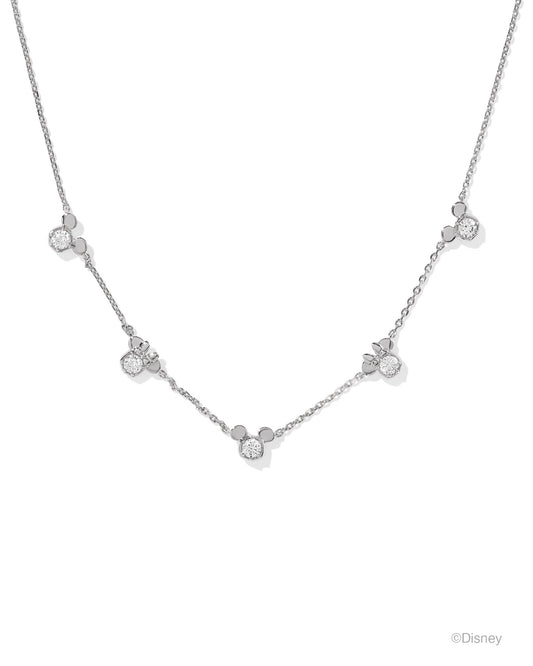 Disney | Kendra Scott Mickey Mouse And Minnie Mouse Strand Necklace - Silver White Crystal