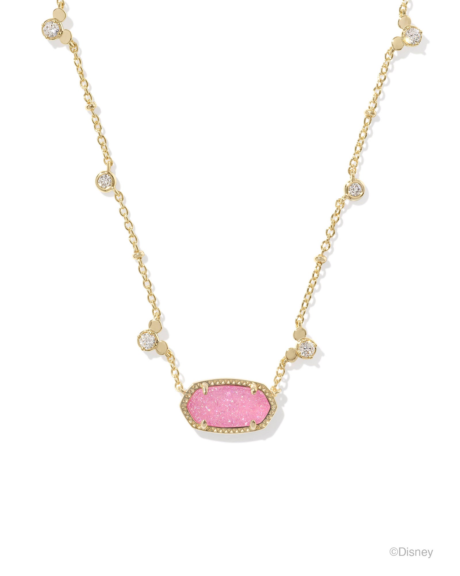Disney | Kendra Scott Mickey Mouse Elisa Necklace - Gold Hot Pink Drusy