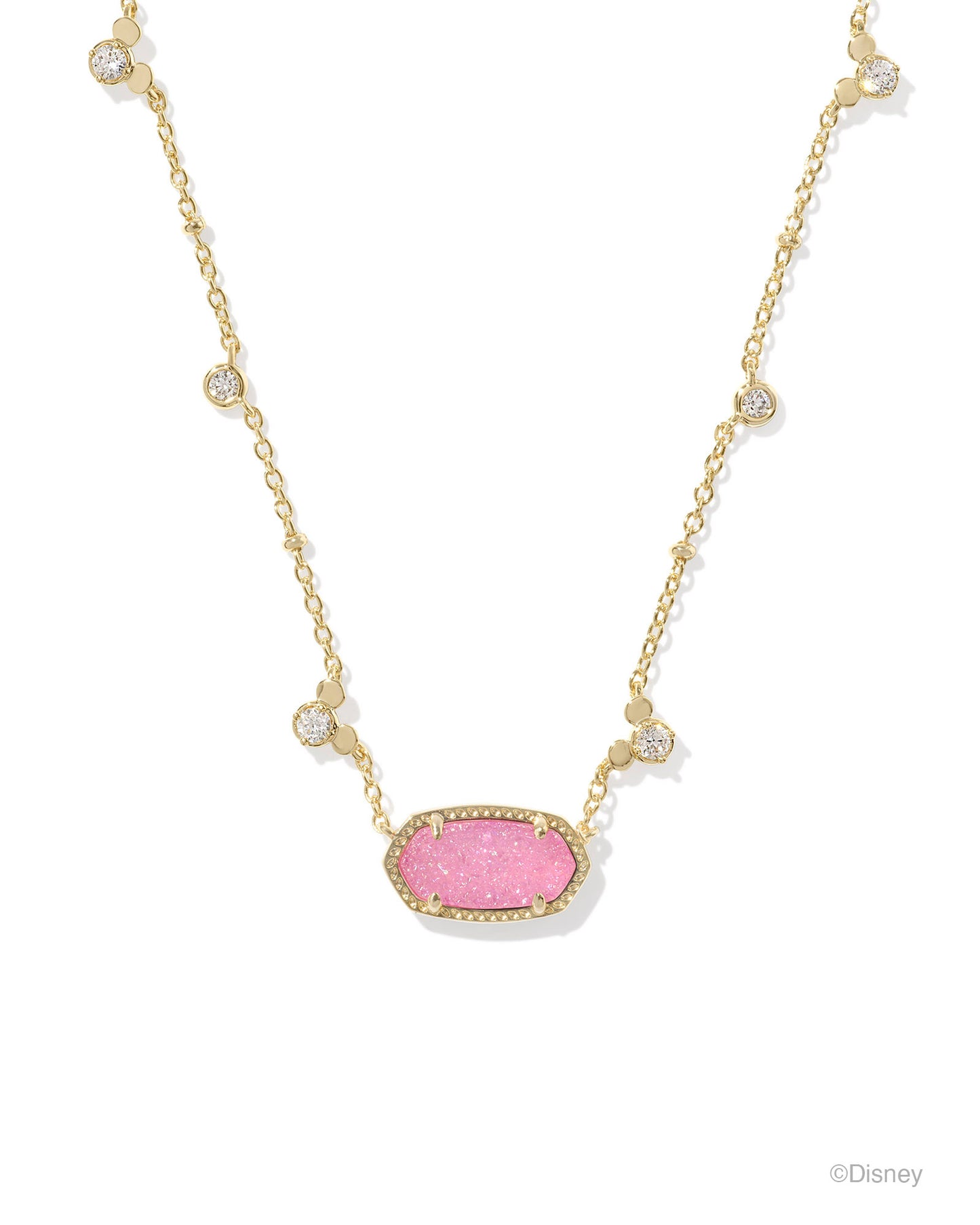 Disney | Kendra Scott Mickey Mouse Elisa Necklace - Gold Hot Pink Drusy
