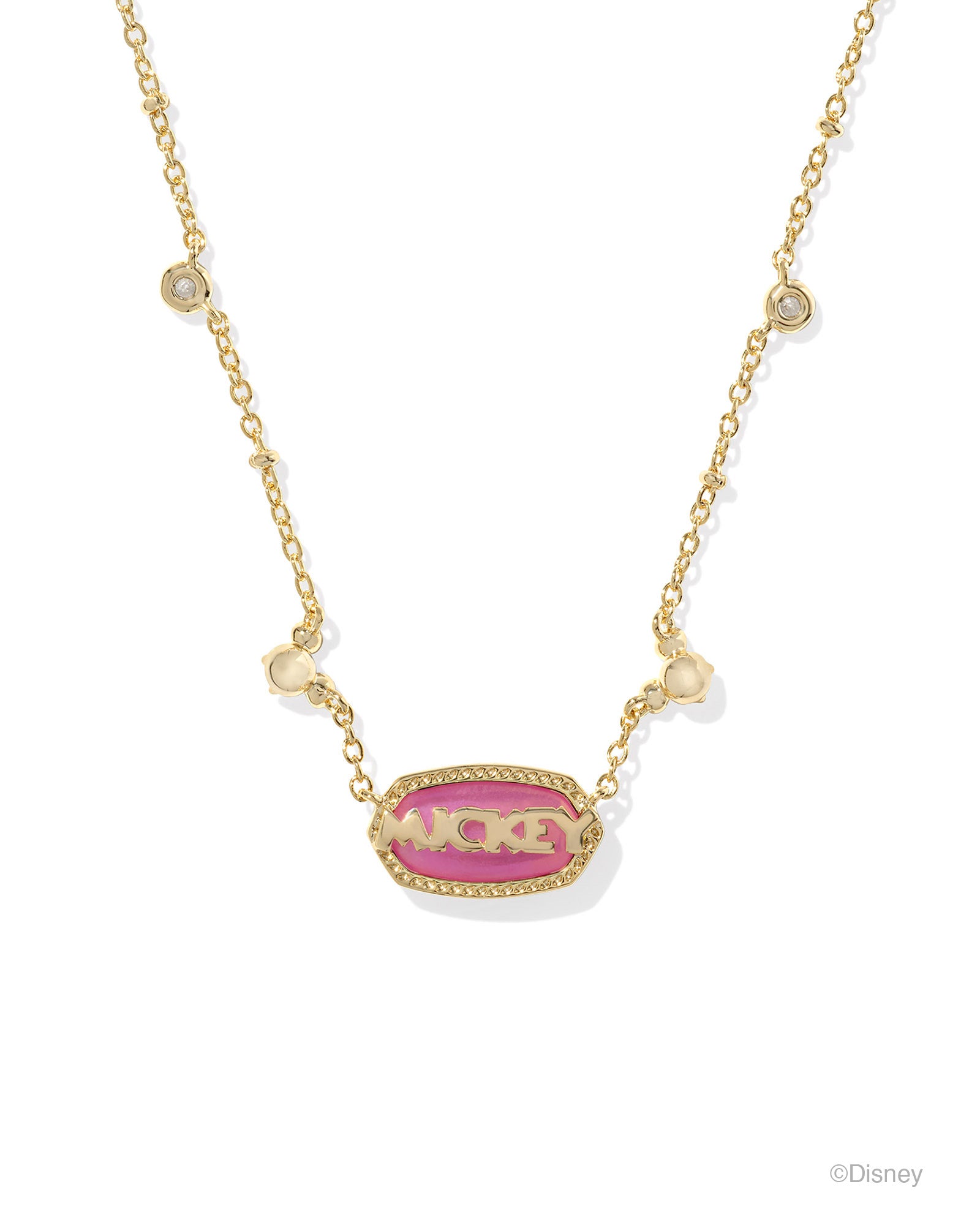 Disney | Kendra Scott Mickey Mouse Elisa Necklace - Gold Hot Pink Drusy