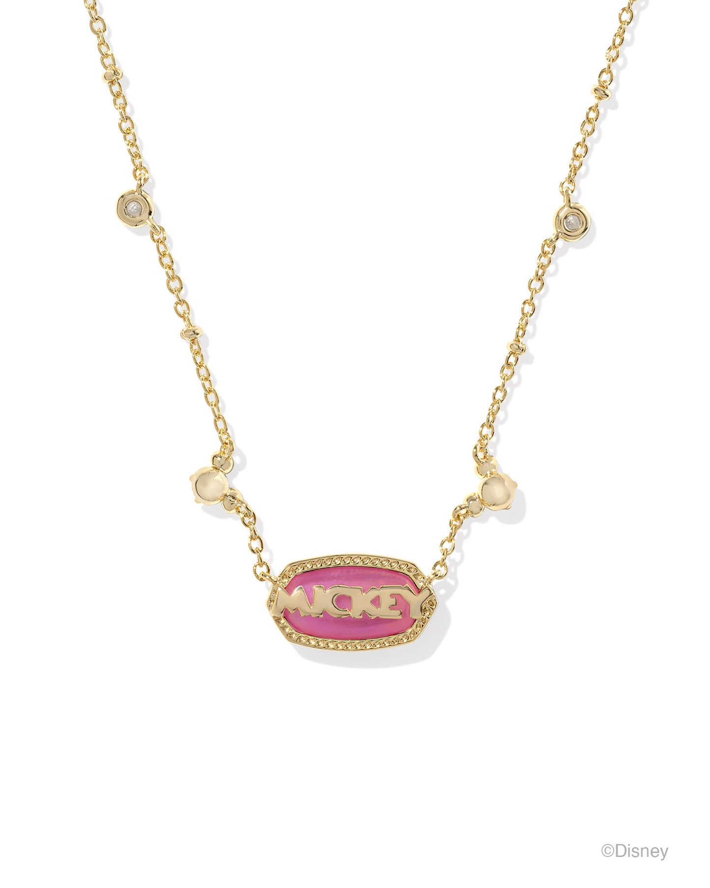 Disney | Kendra Scott Mickey Mouse Elisa Necklace - Gold Hot Pink Drusy