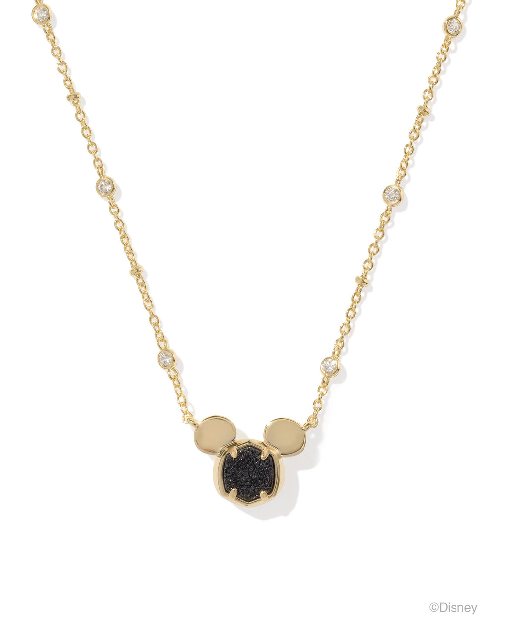 Disney | Kendra Scott Mickey Mouse Short Pendant Necklace - Gold Black Drusy