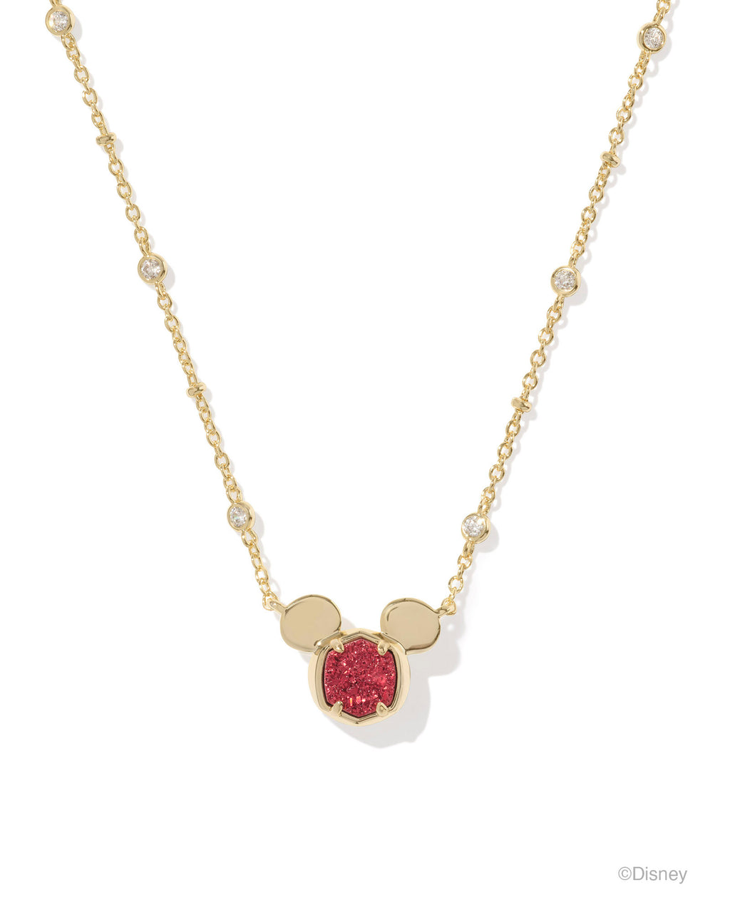 Disney | Kendra Scott Mickey Mouse Short Pendant Necklace - Gold Bright Red Drusy