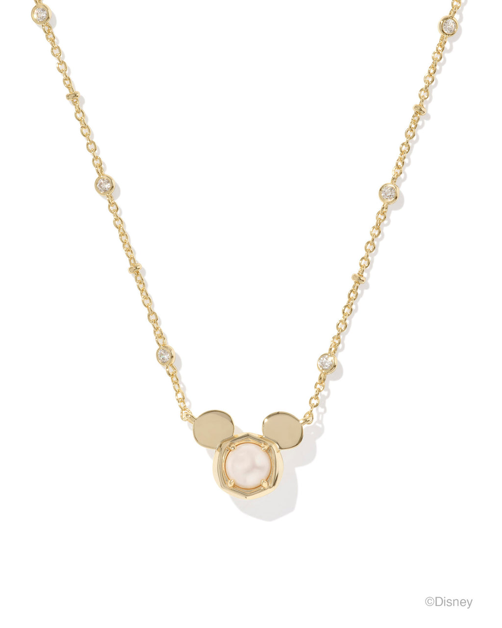 Disney | Kendra Scott Mickey Mouse Short Pendant Necklace - Gold White Pearl