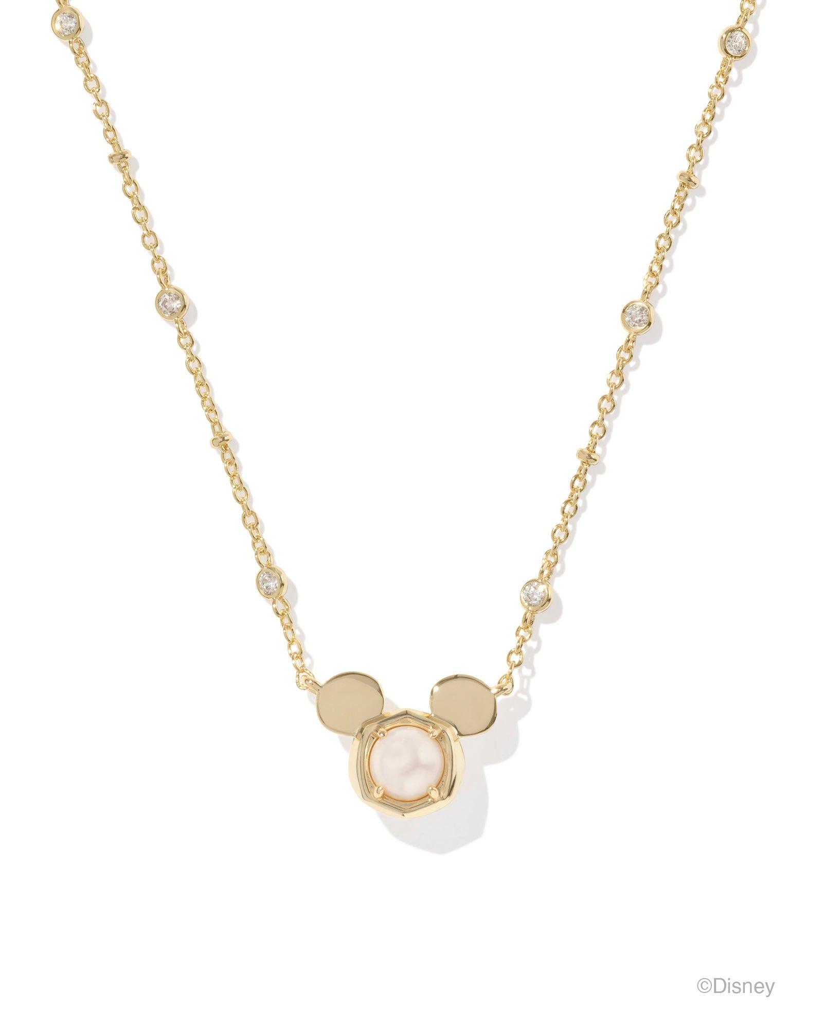 Disney | Kendra Scott Mickey Mouse Short Pendant Necklace - Gold White Pearl