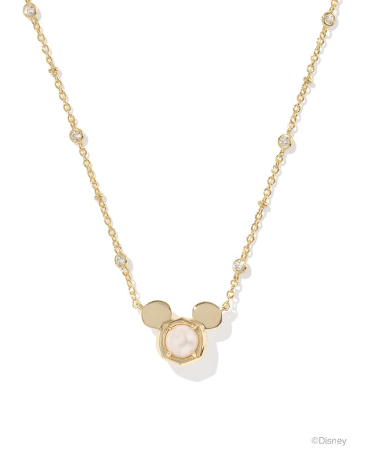 Disney | Kendra Scott Mickey Mouse Short Pendant Necklace - Gold White Pearl