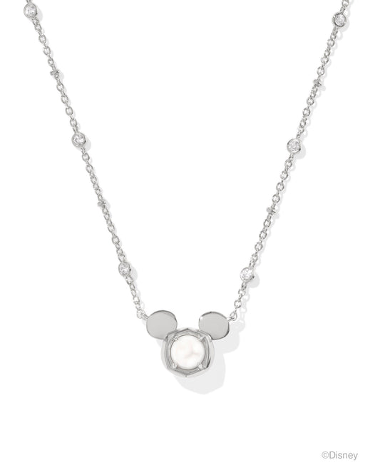 Disney | Kendra Scott Mickey Mouse Short Pendant Necklace - Silver White Pearl