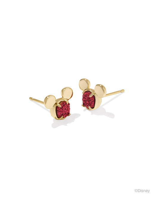 Disney | Kendra Scott Mickey Mouse Stud Earrings - Gold Bright Red Drusy