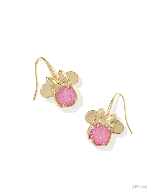 Disney | Kendra Scott Minnie Mouse Drop Earrings - Gold Hot Pink Drusy
