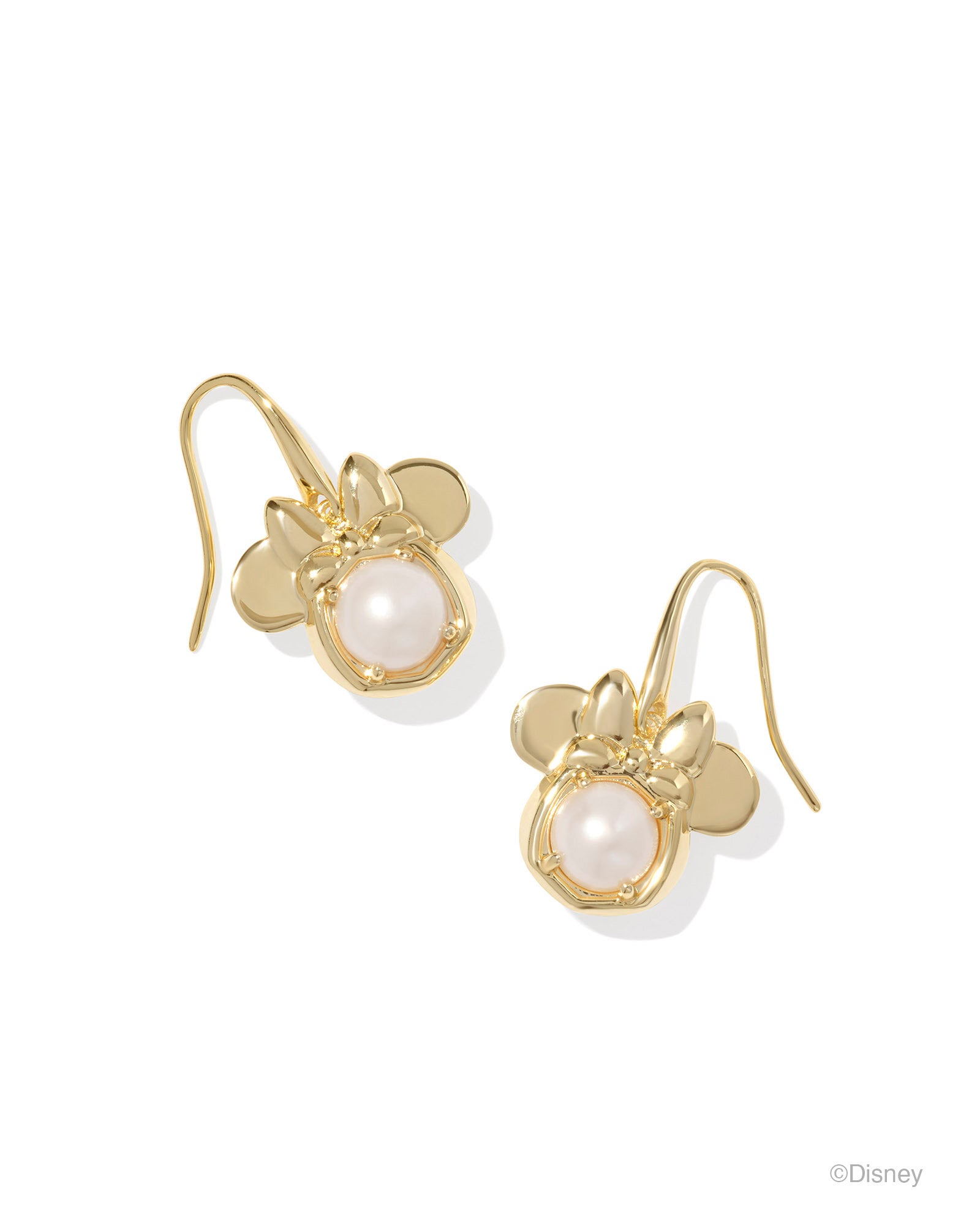 Disney | Kendra Scott Minnie Mouse Drop Earrings - Gold White Pearl