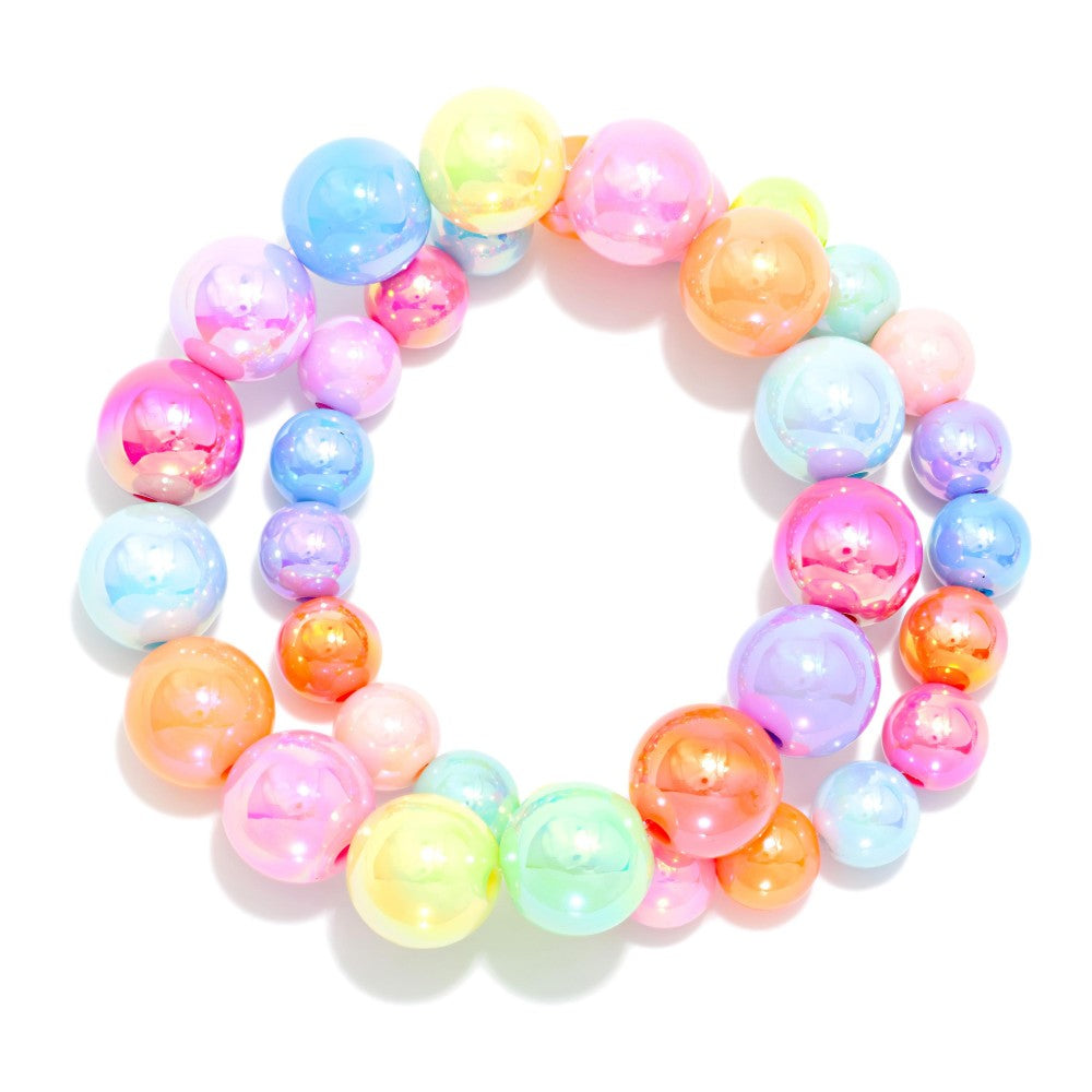 Colorful chunky bracelet on a white background