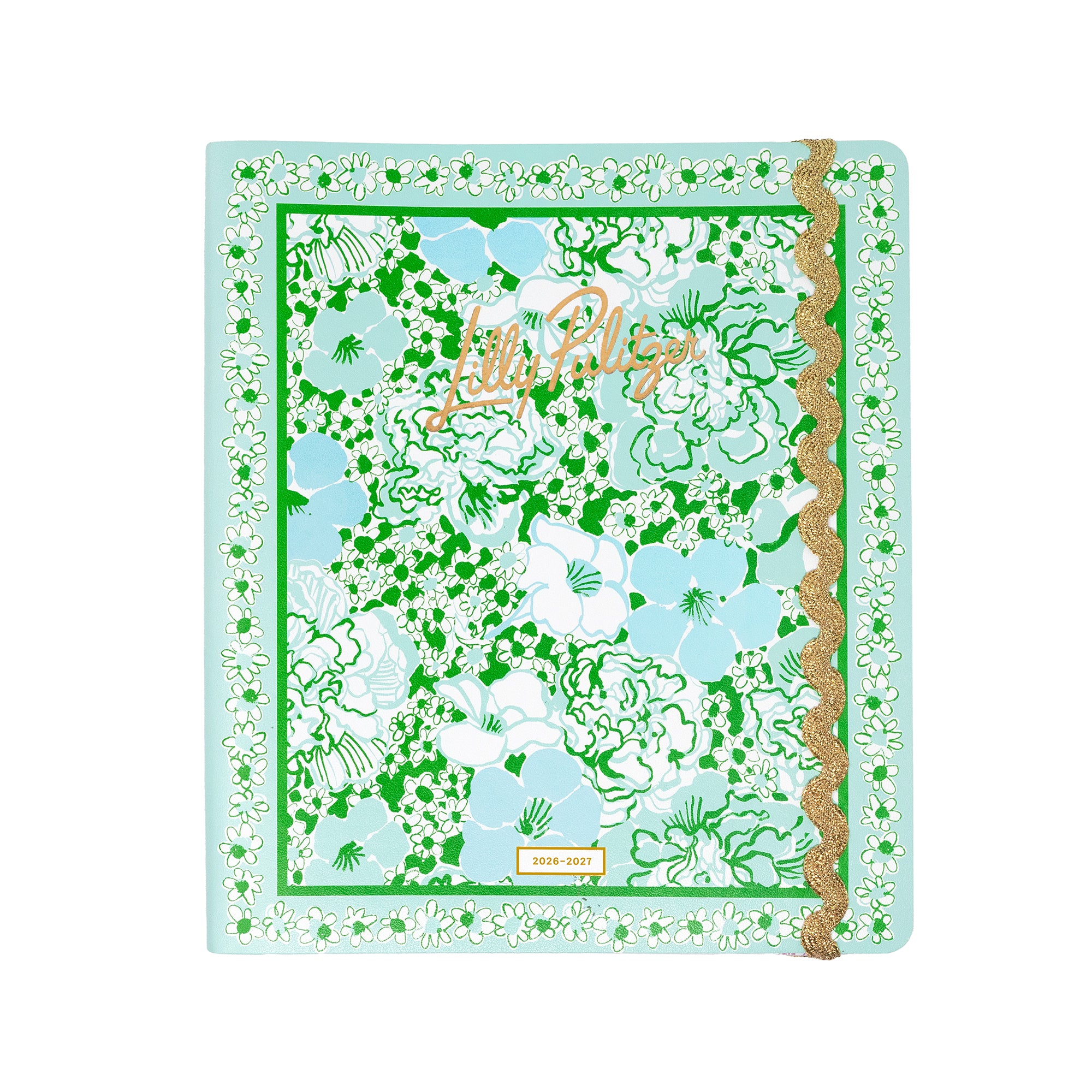 Floral patterned agenda with 'Lilly Pulitzer' branding on a white background