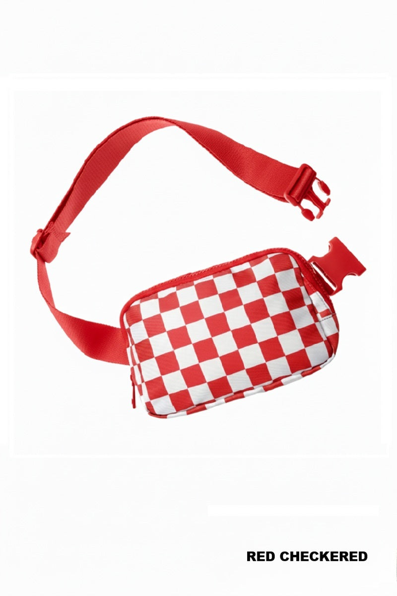 Red Checkered Belt Bag