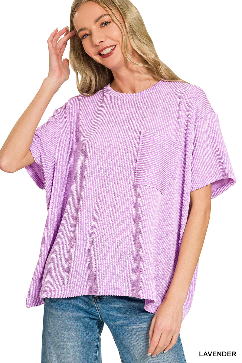 Lavender | Ribbed Pocket Top